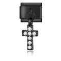 Pendentif Croix Noire et Pierres Blanches