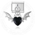 Pendentif Cœur Noir et Ailes Argentées