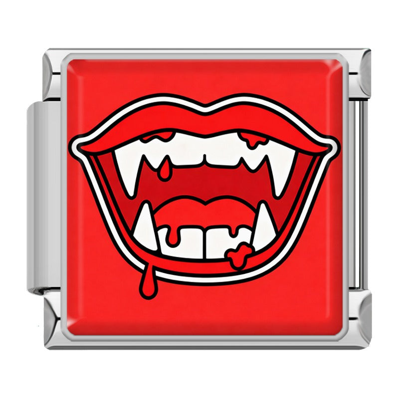 Charm Bouche de Vampire aux Crocs Blancs — Argenté | Lymette