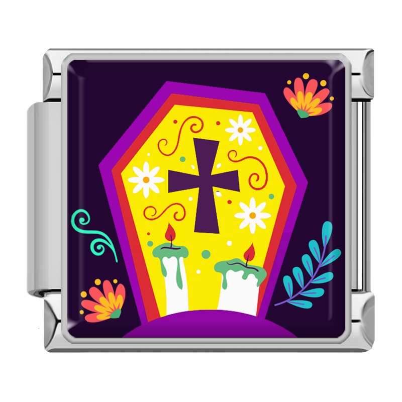 Charm Cercueil Jaune et Croix — Argenté | Lymette
