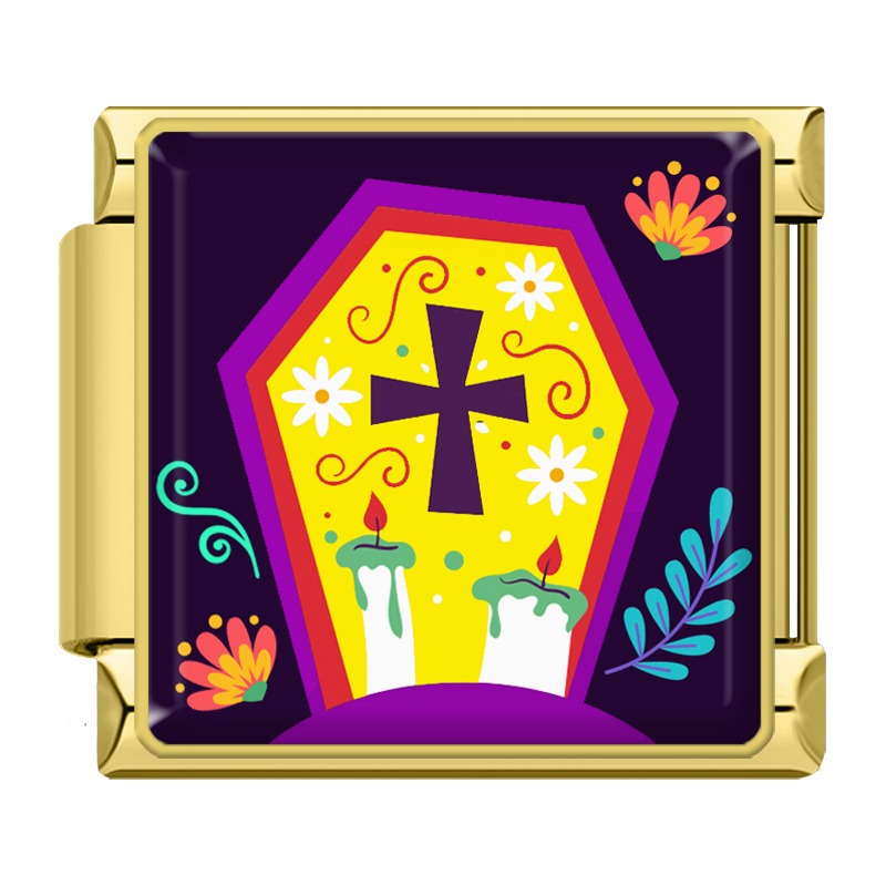 Charm Cercueil Jaune et Croix — Doré | Lymette