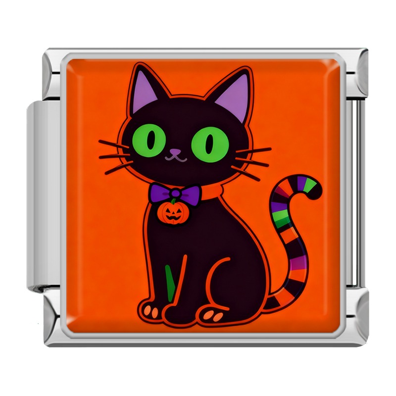 Charm Chat Noir à Queue Rayée — Argenté | Lymette