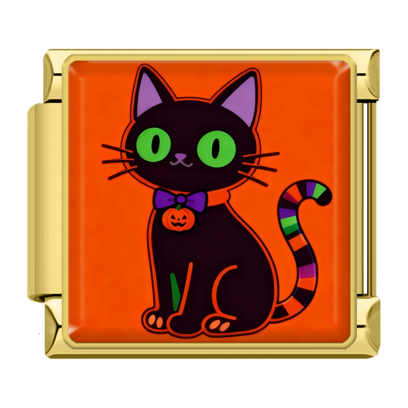 Charm Chat Noir à Queue Rayée — Doré | Lymette