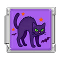 Charm Chat Noir sur Fond Lavande — Argenté | Lymette