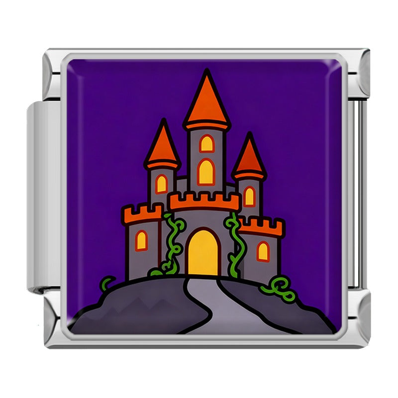 Charm Château Hanté sur Fond Violet — Argenté | Lymette