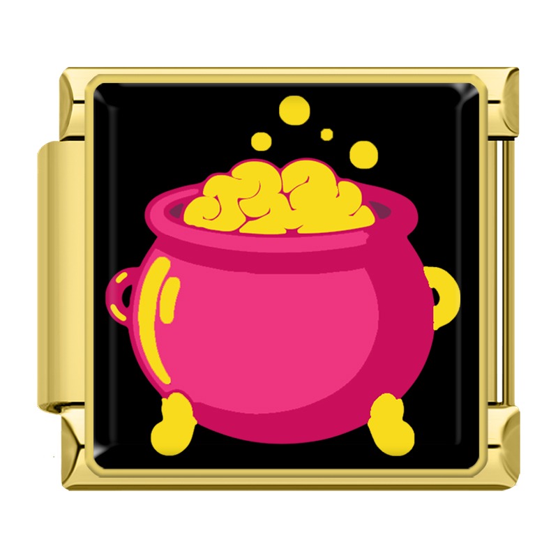 Charm Chaudron Rose à Potion Jaune — Doré | Lymette