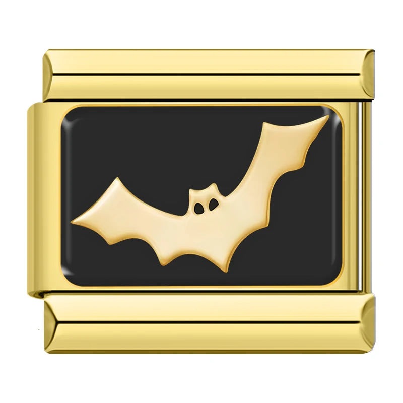 Charm Chauve-Souris Dorée sur Fond Noir | Lymette