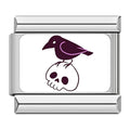 Charm Corbeau Violet sur Crâne Blanc | Lymette