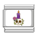 Charm Crâne Fleuri et Bougie Violette | Lymette