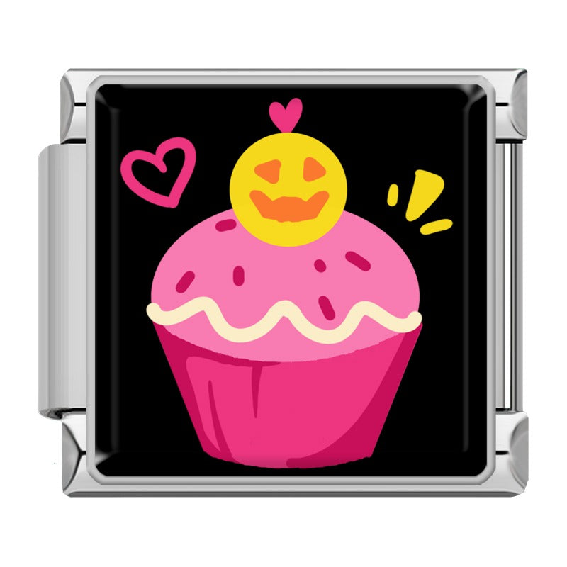 Charm Cupcake Rose et Citrouille — Argenté | Lymette