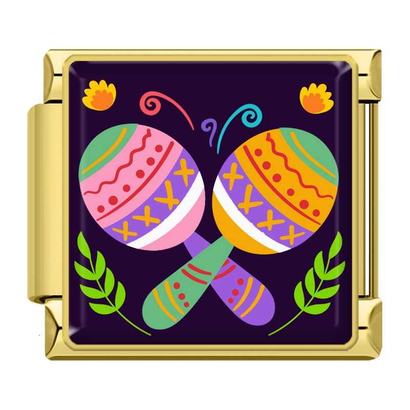 Charm Deux Maracas Colorées — Doré | Lymette