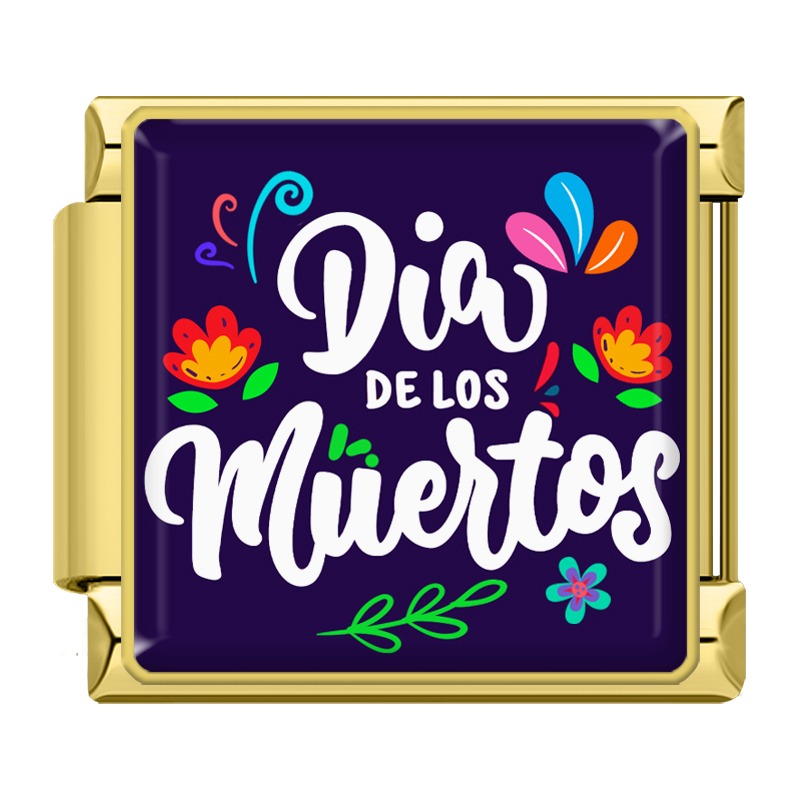 Charm Día de los Muertos et Fleurs — Doré | Lymette