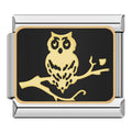 Charm Hibou Doré sur Branche Noire | Lymette