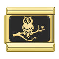 Charm Hibou Doré sur Fond Noir | Lymette