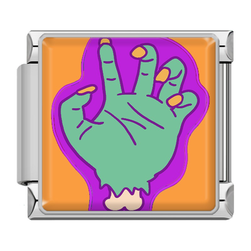 Charm Main de Zombie Verte Cartoon — Argenté | Lymette