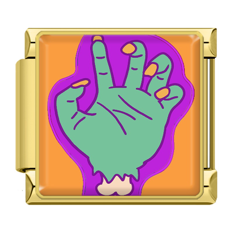 Charm Main de Zombie Verte Cartoon — Doré | Lymette