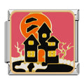 Charm Maison Hantée sur Fond Corail | Lymette