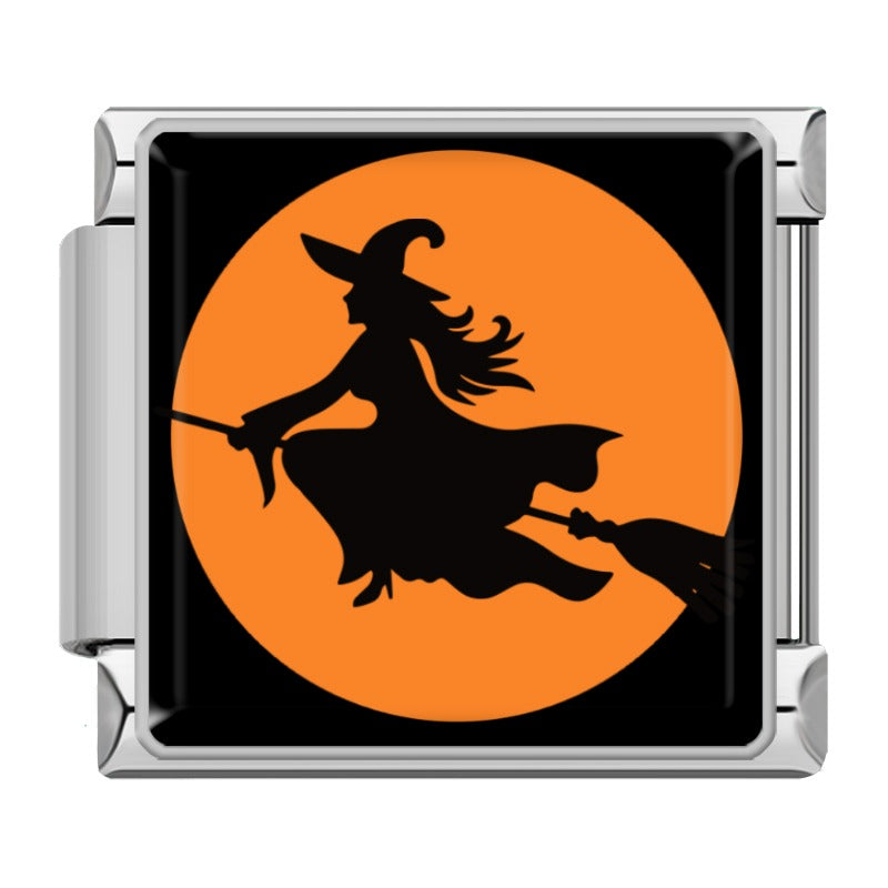 Charm Sorcière sur Lune Orange — Argenté | Lymette