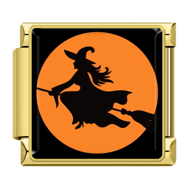 Charm Sorcière sur Lune Orange — Doré | Lymette