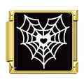 Charm Toile d'Araignée Blanche sur Noir — Doré | Lymette