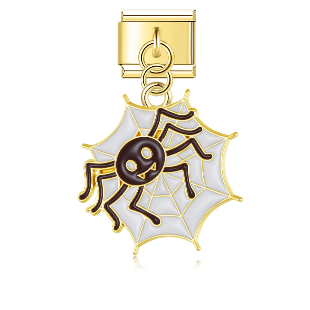 Pendentif Araignée Brune sur Toile Blanche | Lymette
