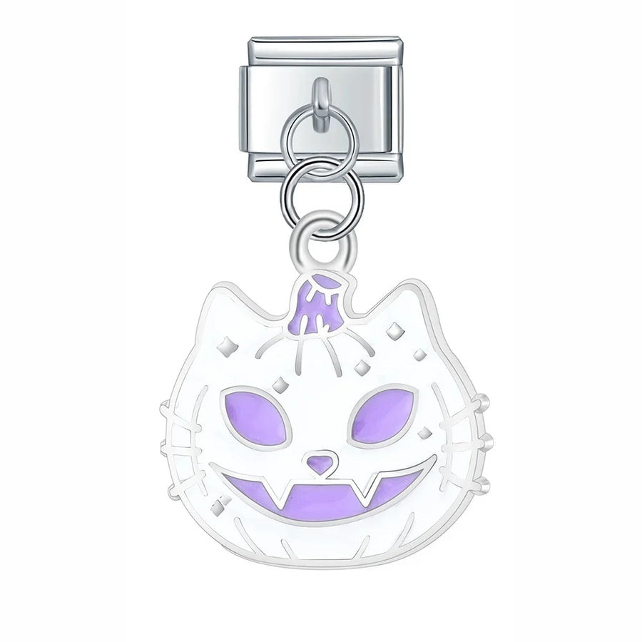 Pendentif Chat Blanc aux Yeux Violets | Lymette
