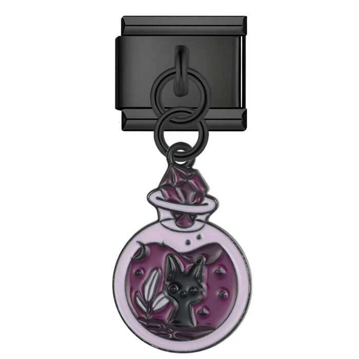 Pendentif Chat Noir dans Fiole Violette | Lymette