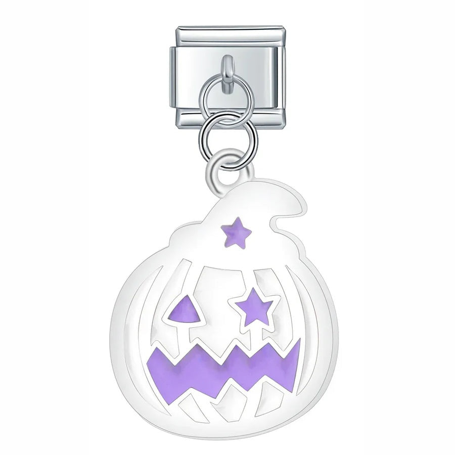 Pendentif Citrouille Blanche aux Yeux Violets | Lymette