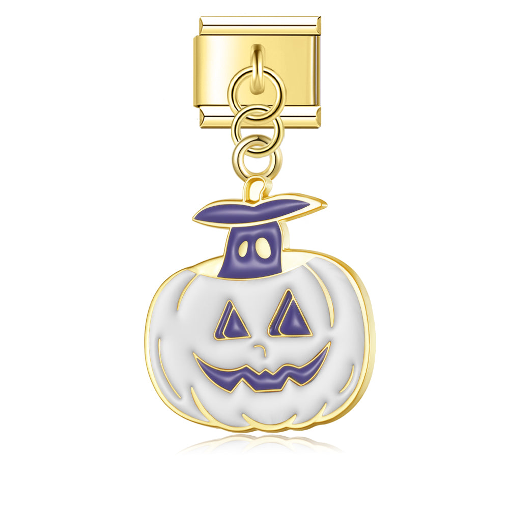 Pendentif Citrouille Blanche et Tige Violette | Lymette