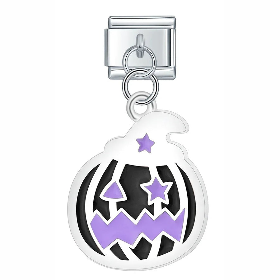 Pendentif Citrouille Noire aux Yeux Étoilés | Lymette