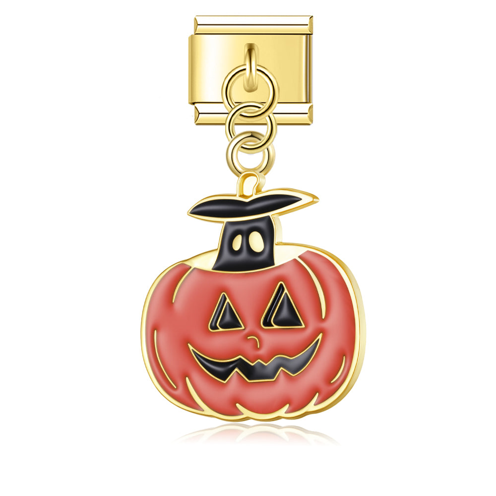 Pendentif Citrouille Orange et Tige Noire | Lymette