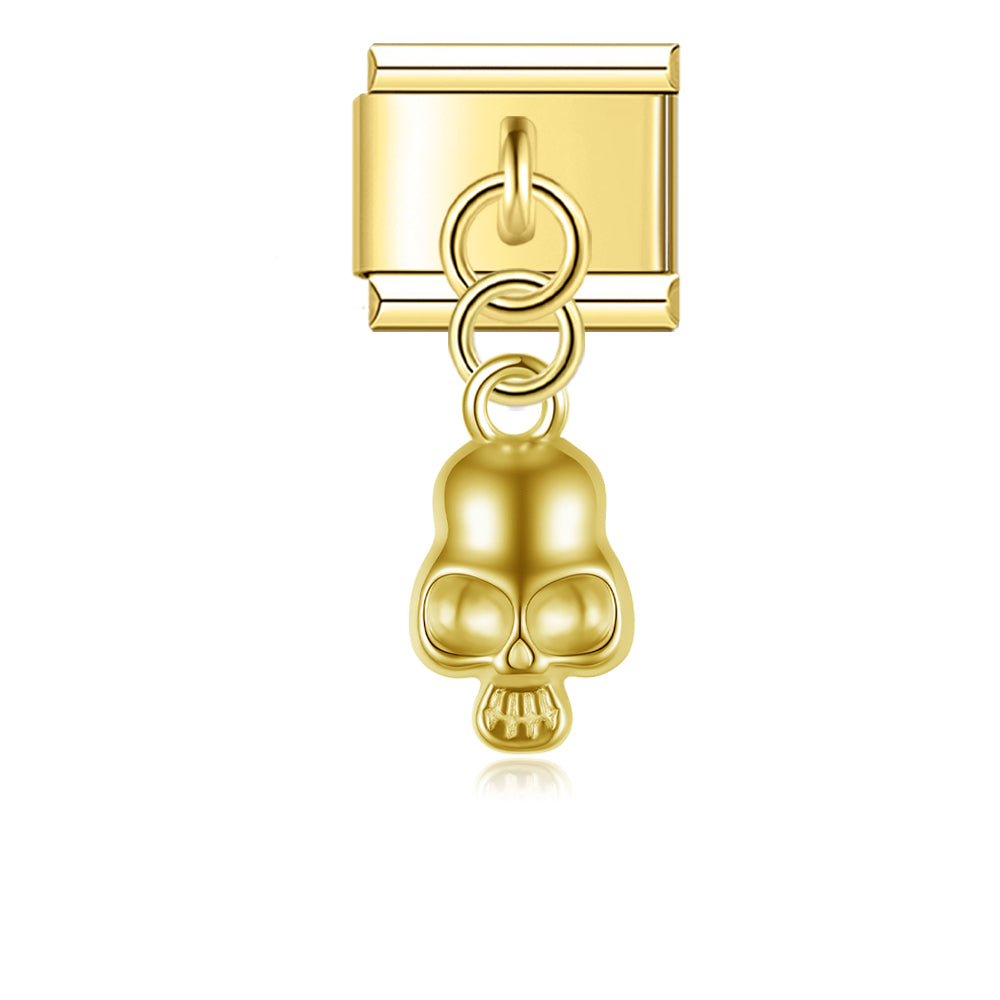 Pendentif Crâne Doré aux Dents Apparentes | Lymette