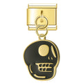 Pendentif Crâne Noir sur Médaillon Rond | Lymette