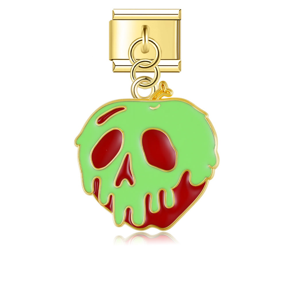 Pendentif Crâne Vert à Contour Rouge | Lymette
