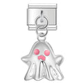 Pendentif Fantôme Argenté aux Yeux Roses | Lymette