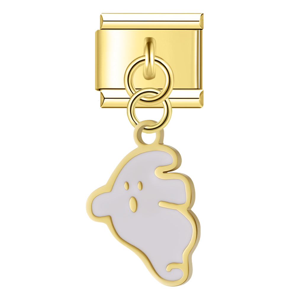 Pendentif Fantôme Blanc à Contour Doré | Lymette