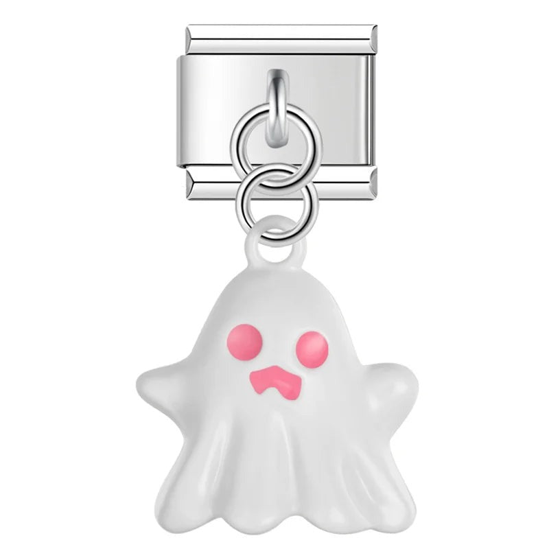 Pendentif Fantôme Blanc aux Yeux Roses | Lymette