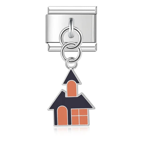 Pendentif Maison Hantée Noire et Orange | Lymette