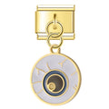 Pendentif Médaillon Blanc et Chat Noir Enroulé | Lymette