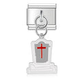 Pendentif Pierre Tombale Blanche à Croix Rouge | Lymette