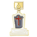Pendentif Pierre Tombale Blanche et Croix Rouge | Lymette