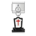 Pendentif Pierre Tombale Noire à Croix Rouge | Lymette
