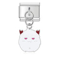 Pendentif Visage de Chat Blanc aux Oreilles Rouges | Lymette