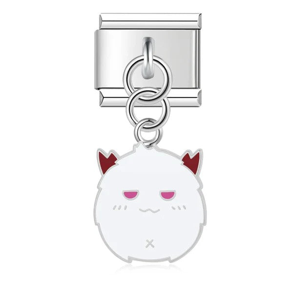 Pendentif Visage de Chat Blanc aux Oreilles Rouges | Lymette