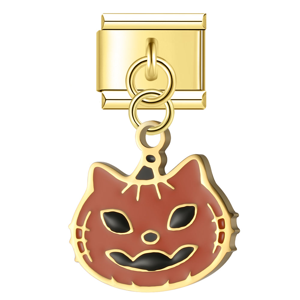 Pendentif Visage de Chat Orange en Médaillon | Lymette