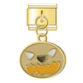 Pendentif Visage de Citrouille Doré Rond | Lymette