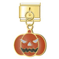 Pendentif Visage de Citrouille Orange Rond | Lymette